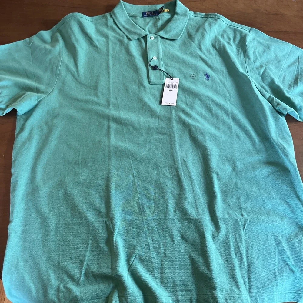 Polo Ralph Lauren Polo Shirt Mens Classics Green Cotton Short Sleeve Size 4XB